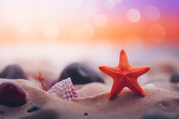 Starfish sitting on sandy beach