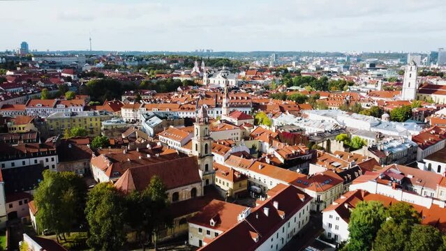 Aerial View of Vilnius Old Town with Old Buildings, Lithuania