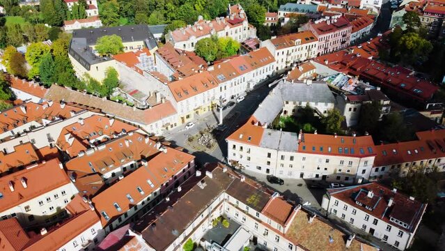 Aerial View of Uzupis in Vilnius Old Town with Old Buildings, Lithuania