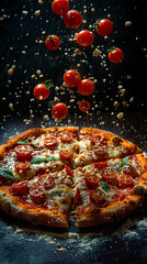 Mouthwatering Pepperoni Pizza with a Dynamic Cheese Pull