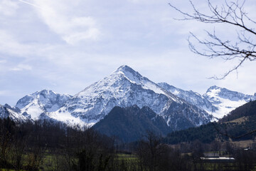 Snow-capped mountains. French Pyrenees. - 767408540