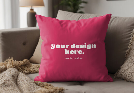 Mockup Cushion On The Sofa