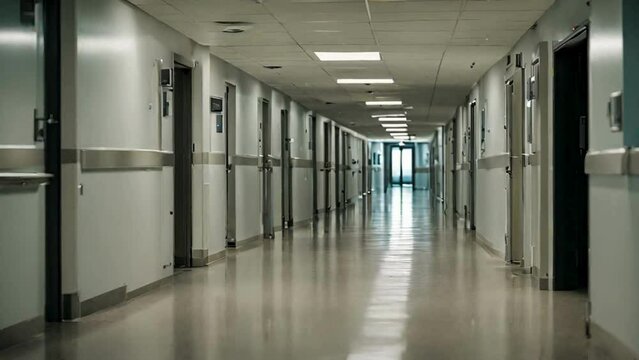 Empty corridor in hospital 4K HDR