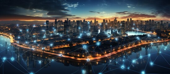 Fototapeta na wymiar Futuristic Cityscape with Connectivity