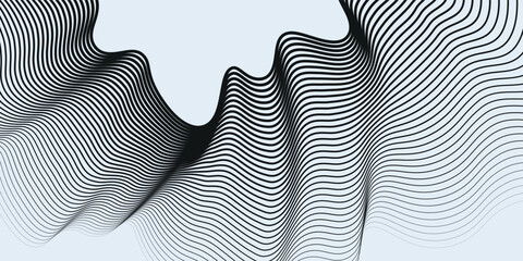 Minimal abstract background. Optical illusion, vector wavy thin lines