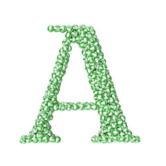 Symbol made of green volleyballs. letter a