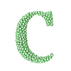 Symbol made of green volleyballs. letter c