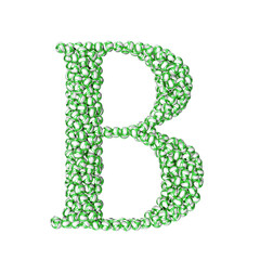 Symbol made of green volleyballs. letter b