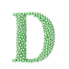 Symbol made of green volleyballs. letter d