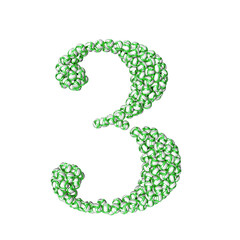 Symbol made of green volleyballs. number 3