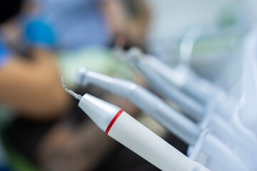 Dentist's medical tools, close up, stock photo