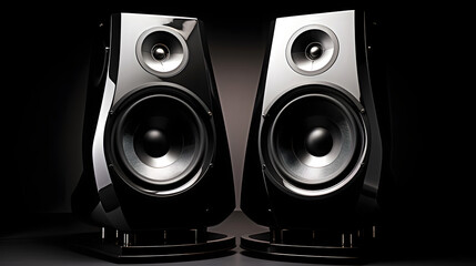 modern stereo audio speakers for listening to music. wideband sound system