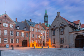 Public square Frue Plads during morning blue hour in Copenhagen, capital of Denmark - 767414167