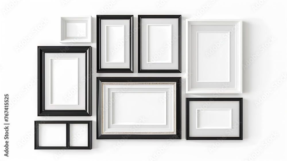 Poster generative ai : realistic picture frame collage isolated on white background.