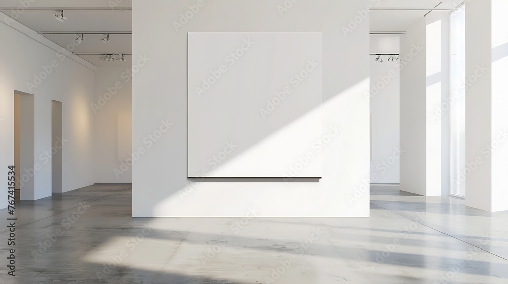 Aufkleber generative ai : a large blank white painting on the wall in a minimalist room is a striking visual e