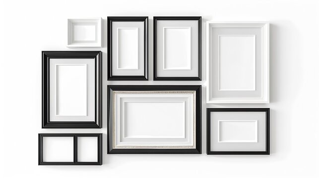 Generative AI : Realistic picture frame collage isolated on white background. 