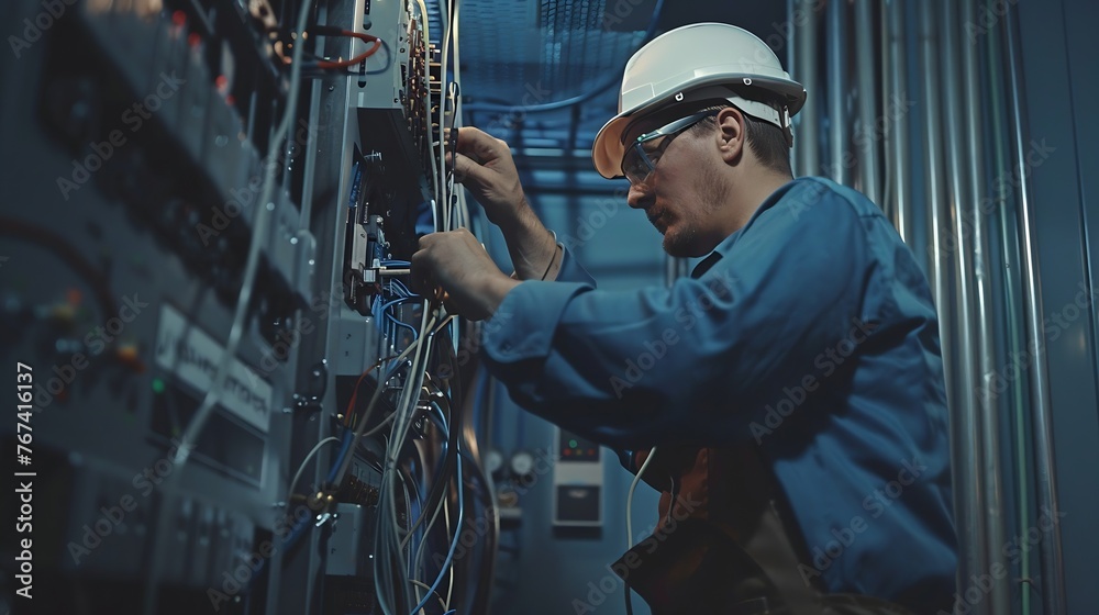 Aufkleber Generative AI : professional technician engineer working to control electrical power and safety service system