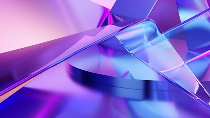 Generative AI : 3d rendering of purple and blue abstract geometric background. Scene for...