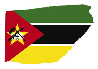 Mozambique flag with palette knife paint brush strokes grunge texture design. Grunge brush stroke effect