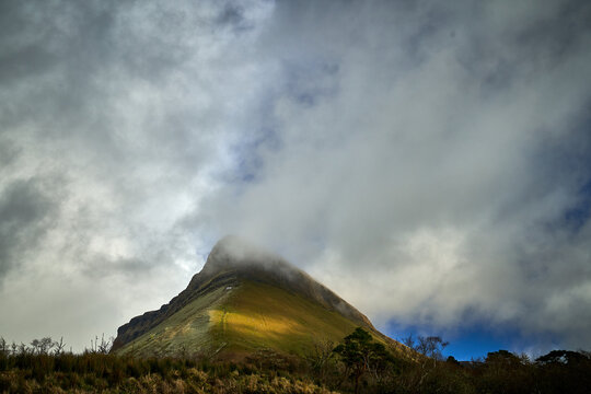 Ireland Benbulben mountain in clouds