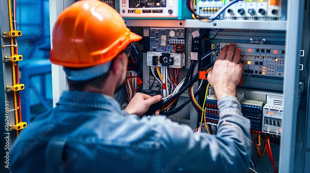 Aufkleber Generative AI : professional technician engineer working to control electrical power and safety service system