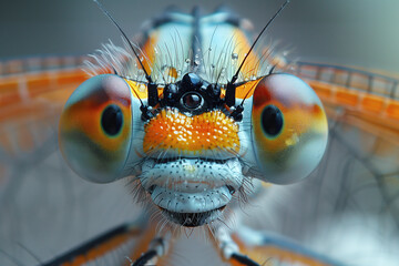 Extreme closeup of a beautiful dragonfly