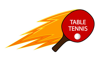 Table Tennis PING PONG rackets and ball is on fire, vector art illustration.