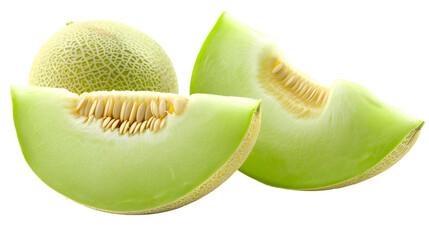 Honeydew Melon on White Background  - obrazy, fototapety, plakaty