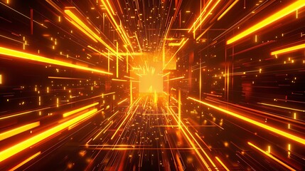 Fototapeta premium 3D Neon Background Adorned with Dynamic Shapes Dancing in the Darkness. Futuristic Neon Art Concept.