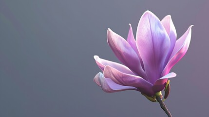 Generative AI : Magnolia liliiflora flower, Lily magnolia flower on gray background, Purple magnolia flower