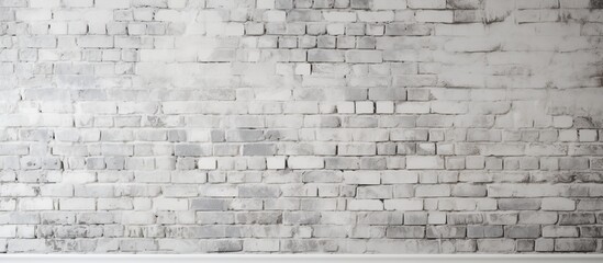 A rectangular white brick wall with a white trim in a room, creating a modern and clean look. The grey city landscape pattern adds a touch of elegance