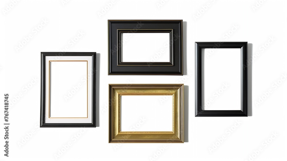 Poster generative ai : realistic picture frame collage isolated on white background.