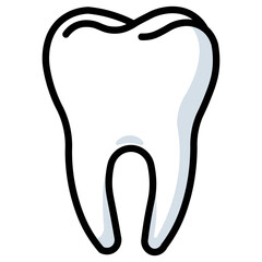 White minimalist tooth in black outline. Illustration that refers to the dental clinic.