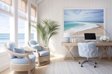 Tranquil Home Office: Marketing Professionals Working Remotely - obrazy, fototapety, plakaty