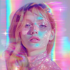 Surreal Pink Rainbow Glitch Art: Dreamcore Aesthetic Collage