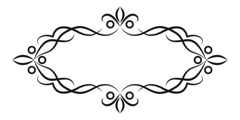 Vintage frame. Decorative element for design in Eastern style, place for text. Floral black border. Lace illustration for invitations and greeting cards. Vector illustration.