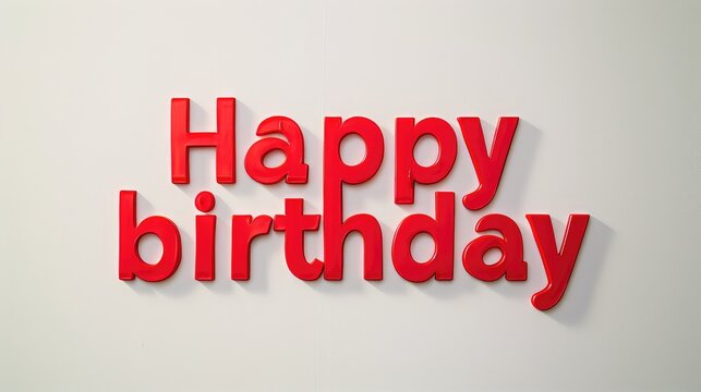 Vibrant Red Inscription of ‘Happy Birthday’ on a Minimalist White Background