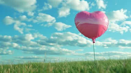 Pink Balloon on Green Grass