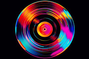 Colorful disc on black background