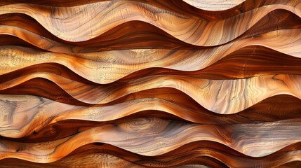 Organic wooden waves  abstract close up art background with detailed brown textured wall banner
