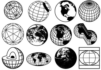 y2k earth globe black icons elements