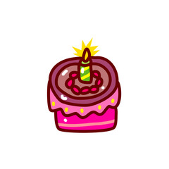 Celebration birthday cake with candle on top doodle