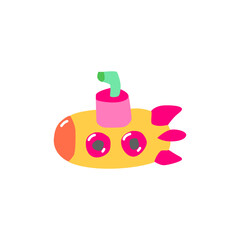 Submarine flat illustration with cheerful color