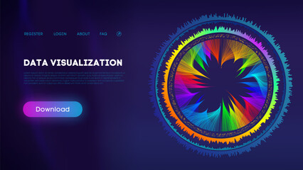 Colorful data wheel Infographic on Dark Background. Data visualization. - 767424163