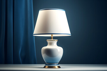 home lamp with lampshade on the table. electric lamp. home interior and equipment. lighting in the...