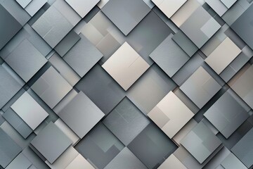 Modern background with grey and silver overlapping squares arranged diagonally