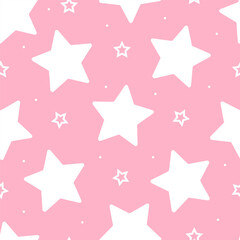 Seamless pattern with white stars on pink background