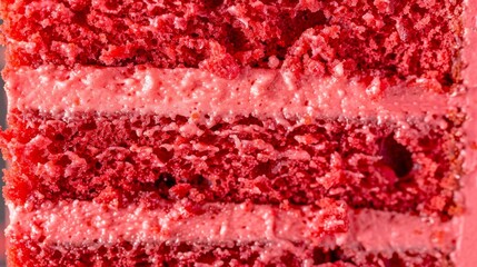  a close up of a piece of cake with pink icing on a white plate with a fork in it.