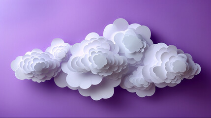 Paper art style graphic resources purple clouds