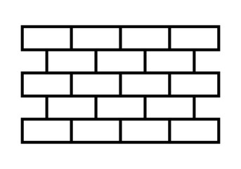 Icono negro de muro de ladrillos en fondo blanco. - obrazy, fototapety, plakaty